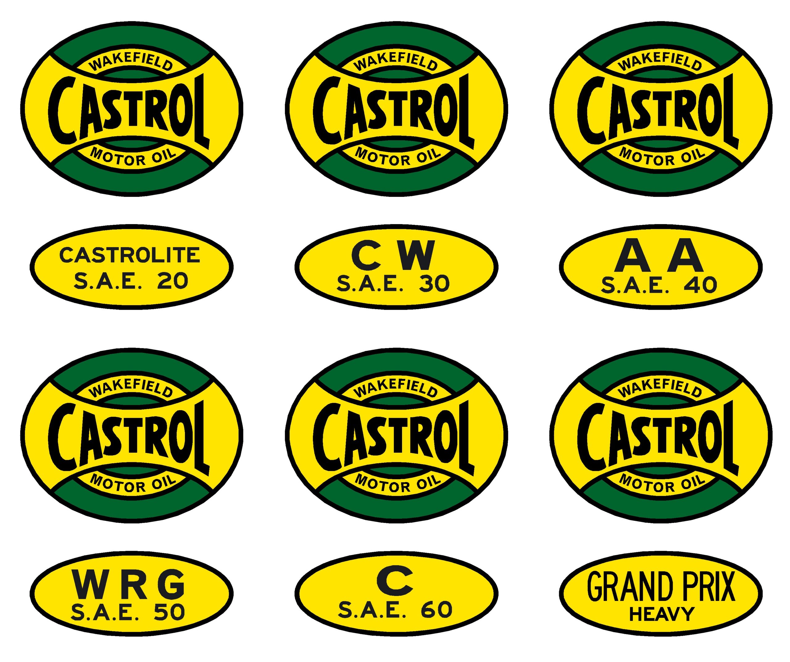 OBD13X6 Castrol “Bowtie” tin top decal suits red top. 6 DECALS ...